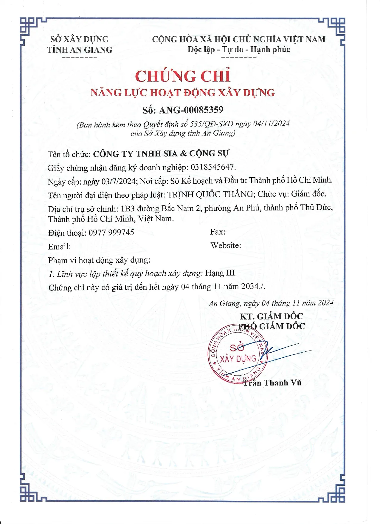 Chứng chỉ Năng lực Hoạt động Xây dựng - Lập Quy hoạch Xây dựng